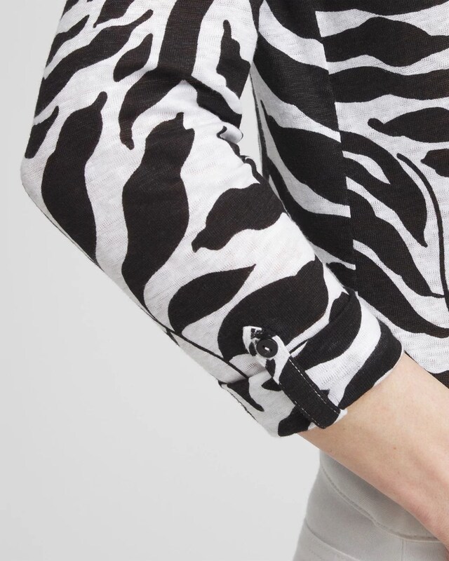 Linen Bi-Color Palms 3/4 Sleeve Tee - image 4